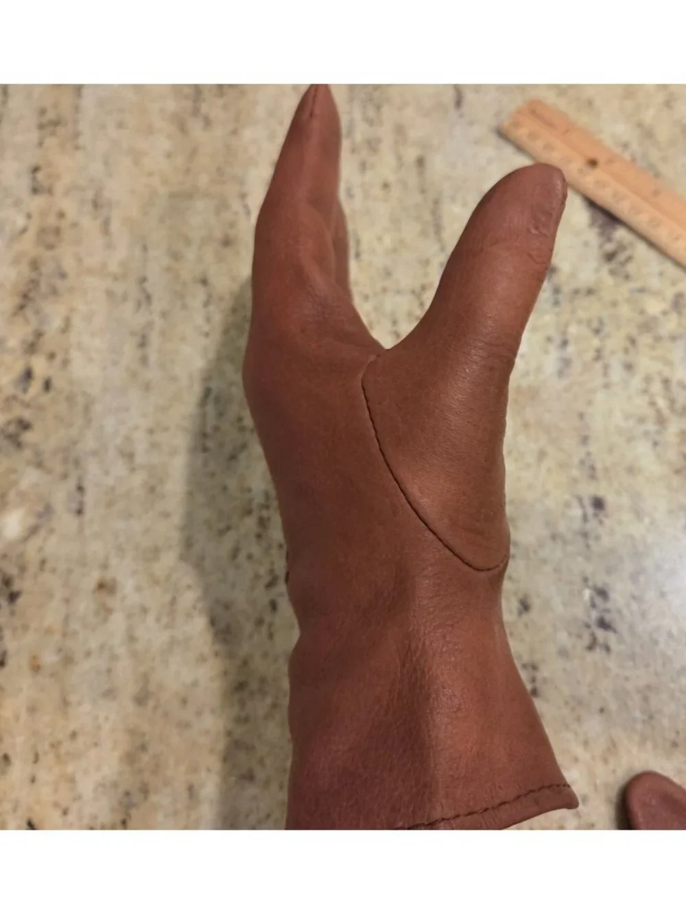 Vintage Womens Size M Brown Soft Leather Gloves Stitching Detail